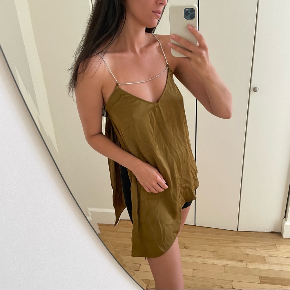 Zara rhinestone top with side slit